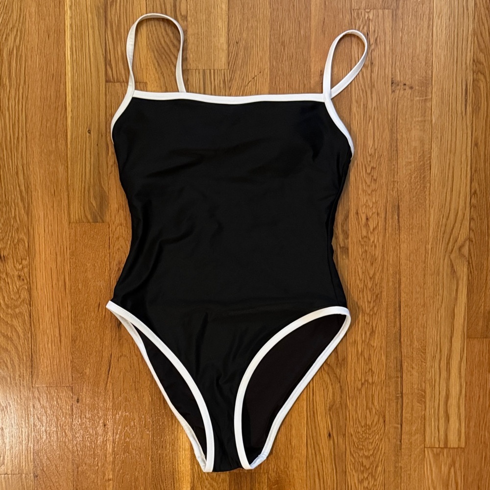 J. Crew Black One Piece with White Accents